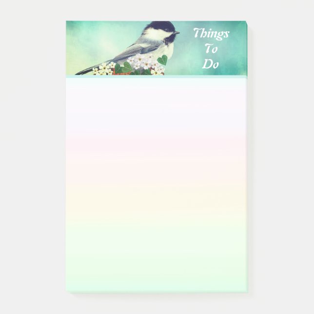 Niedliche kleine Vogel- und Weißbären-Blume Post-it Klebezettel (Vorderseite)