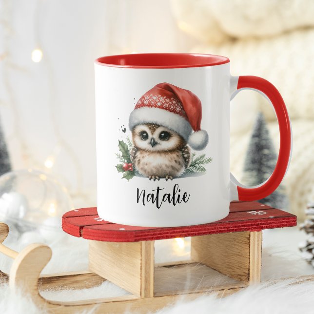 Niedliche kleine Weihnachtsschale Name Tasse (Cute Little Christmas Owl Name Mug)