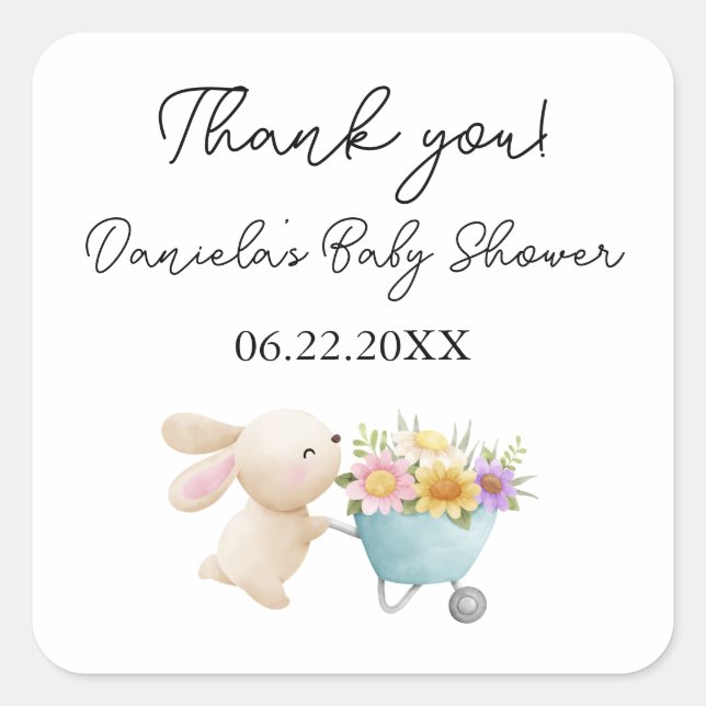 Niedliche Kleine Wildblumen Babydusche Quadratischer Aufkleber (Vorderseite)