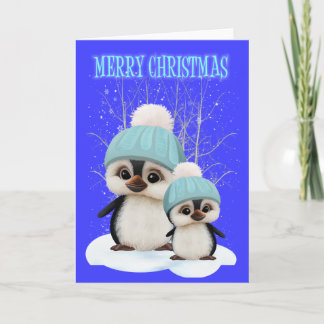 Niedliche kleiner Jungen-WeihnachtsPenguins Feiertagskarte