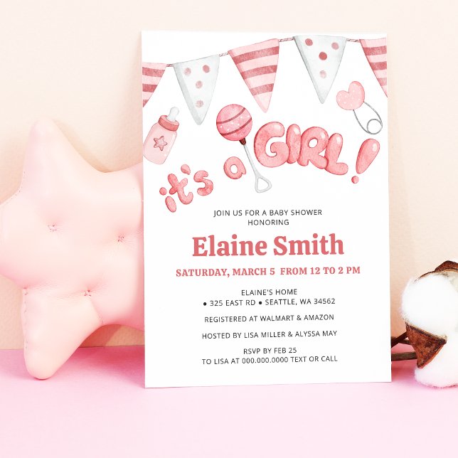 Niedliche Kleinigkeiten mit einer Girl Baby Dusche Einladung (Cute Little Things Its a Girl Baby Shower Invitation)