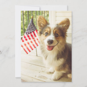 Niedliche Kleintiere   American Flag Corgi Dankeskarte