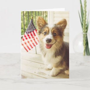 Niedliche Kleintiere American Flag Corgi Karte