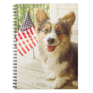 Niedliche Kleintiere   American Flag Corgi Notizblock