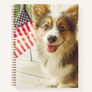 Niedliche Kleintiere American Flag Corgi Notizbuch