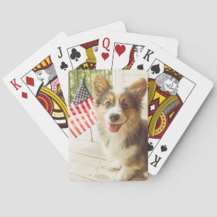 Niedliche Kleintiere   American Flag Corgi Spielkarten