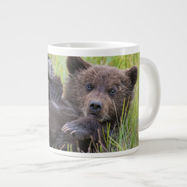 Niedliche Kleintiere | Baby Brown Bear Cube Jumbo-Tasse (Vorderseite Rechts)
