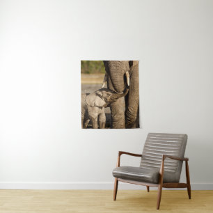 Niedliche Kleintiere   Baby Elephant & Mama Wandteppich