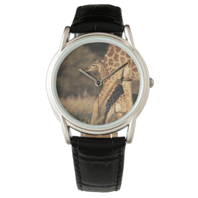 Niedliche Kleintiere | Baby Giraffe & Parent Armbanduhr (Vorderseite)