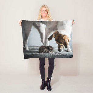 Niedliche Kleintiere Baby Kitten & Dog Fleecedecke