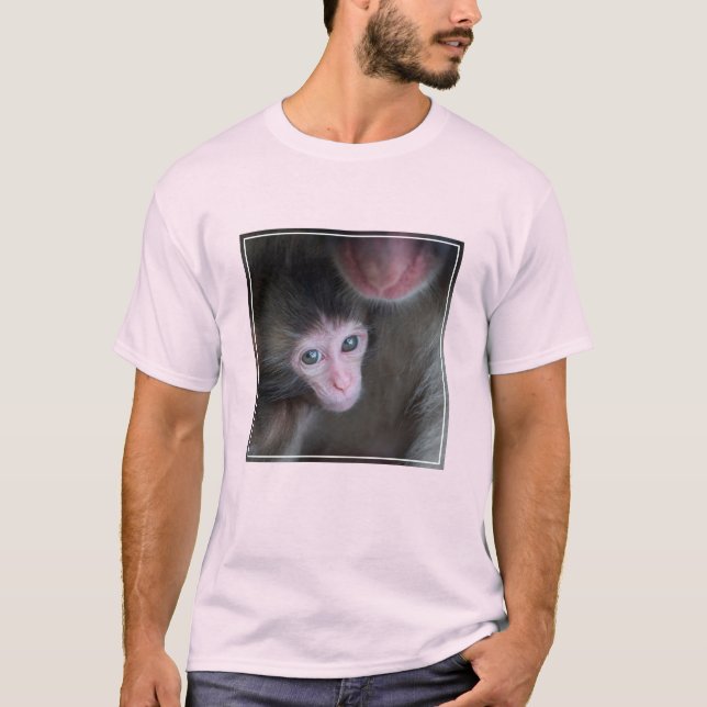Niedliche Kleintiere | Baby Macaque Monkey & Mothe T-Shirt (Vorderseite)