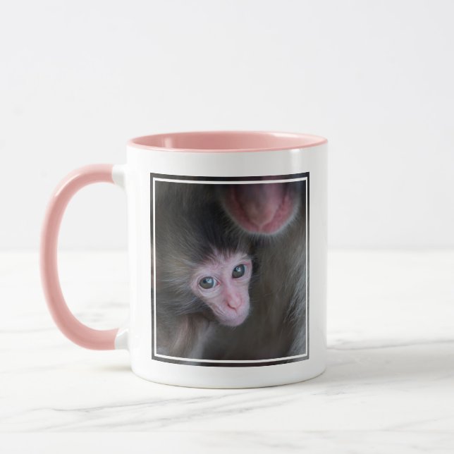 Niedliche Kleintiere | Baby Macaque Monkey & Mothe Tasse (Links)
