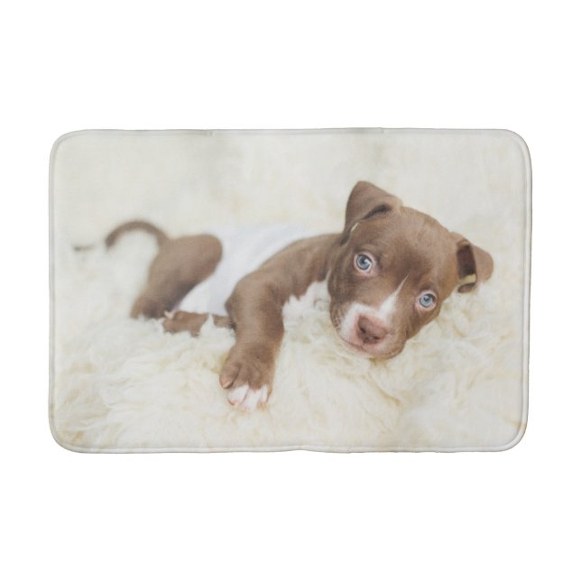 Niedliche Kleintiere | Baby Pit Bull Puppy Badematte (Vorderseite)