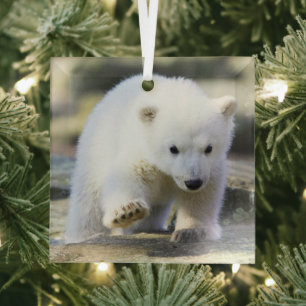 Niedliche Kleintiere Baby Polar Bear Cube Ornament Aus Glas