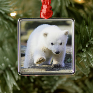 Niedliche Kleintiere   Baby Polar Bear Cube Ornament Aus Metall