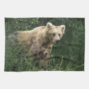 Niedliche Kleintiere Bear Mama Bear & Ihre Cubs Geschirrtuch