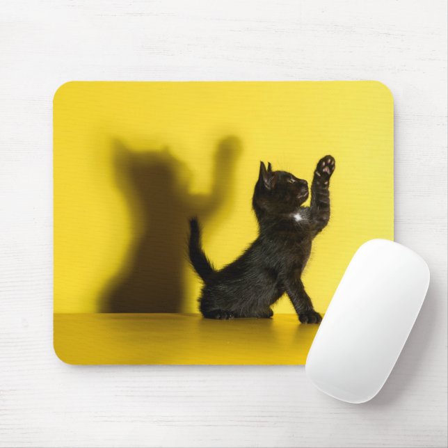 Niedliche Kleintiere | Black Cat Playing Mousepad (Mit Mouse)