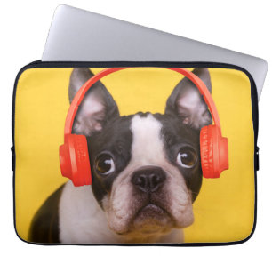 Niedliche Kleintiere   Boston Terrier Kopfhörer Laptopschutzhülle