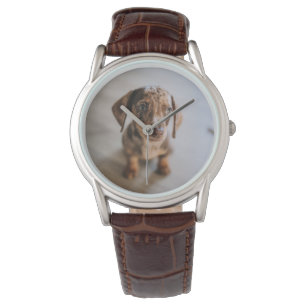 Niedliche Kleintiere Braune Dackel Welpe Armbanduhr