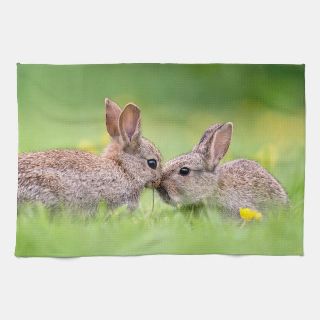Niedliche Kleintiere | Bunny Kiss Geschirrtuch (Horizontal)