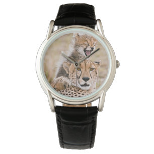 Niedliche Kleintiere   Cheetah Cat & Cub Armbanduhr