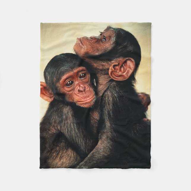 Niedliche Kleintiere | Chimpanzee Hug Fleecedecke (Vorderseite)