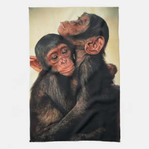 Niedliche Kleintiere   Chimpanzee Hug Geschirrtuch