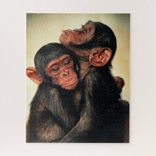 Niedliche Kleintiere | Chimpanzee Hug Puzzle (Vertikal)