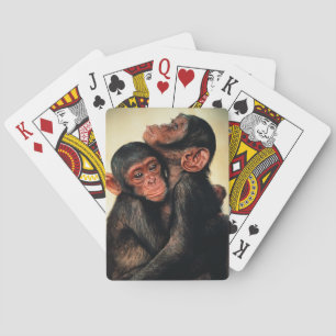 Niedliche Kleintiere Chimpanzee Hug Spielkarten