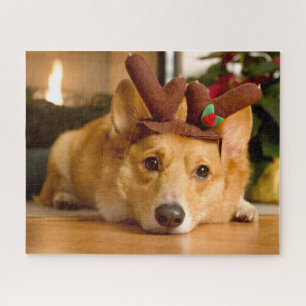 Niedliche Kleintiere   Corgi Christmas Reindeer Puzzle
