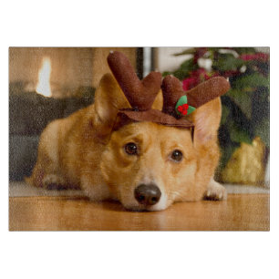 Niedliche Kleintiere Corgi Christmas Reindeer Schneidebrett