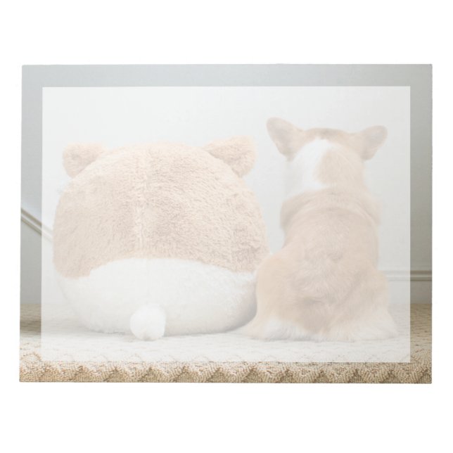 Niedliche Kleintiere | Corgi & Plush Puppy Notizblock (Vorderseite)
