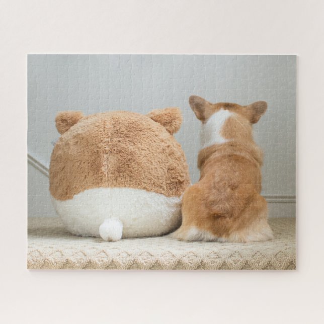Niedliche Kleintiere | Corgi & Plush Puppy Puzzle (Horizontal)