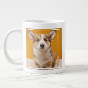 Niedliche Kleintiere   Corgi Portrait auf Orange Jumbo-Tasse