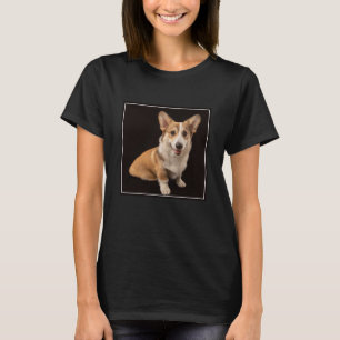 Niedliche Kleintiere   Corgi-Portrait auf Schwarz T-Shirt