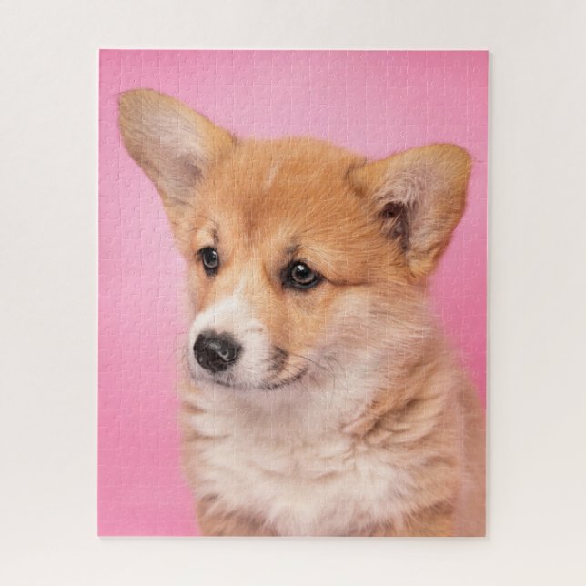 Niedliche Kleintiere | Corgi Puppy in Pink Puzzle (Vertikal)