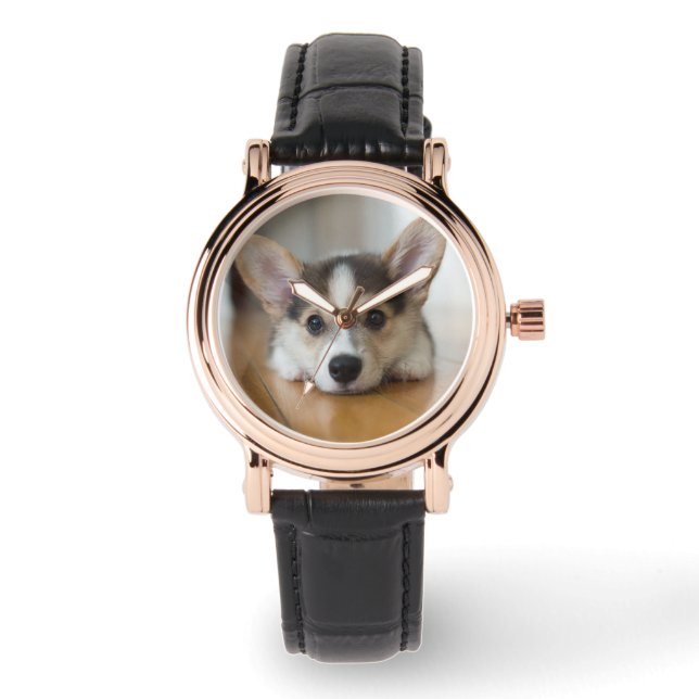 Niedliche Kleintiere | Corgi Puppy Looking Armbanduhr (Vorderseite)