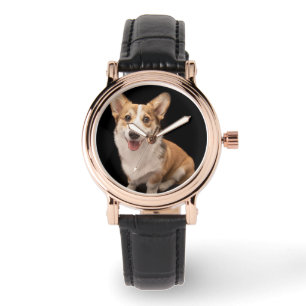 Niedliche Kleintiere   Corgi Puppy Smile Armbanduhr