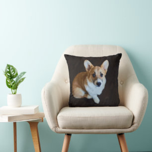 Niedliche Kleintiere Corgi Sucht nach oben Kissen