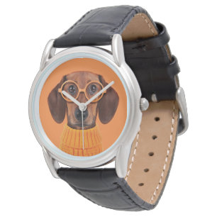 Niedliche Kleintiere Dackel Orange Sweater Armbanduhr