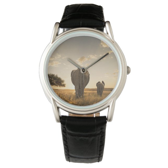 Niedliche Kleintiere | Elephant Calf & Mother Armbanduhr (Vorderseite)