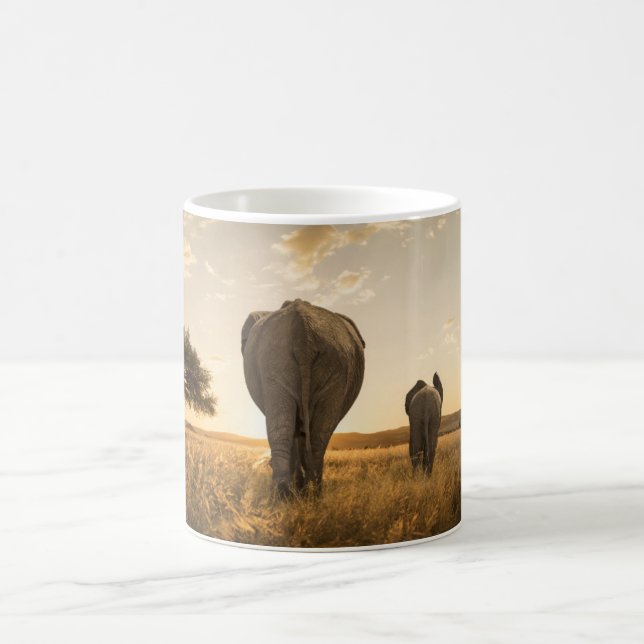 Niedliche Kleintiere | Elephant Calf & Mother Kaffeetasse (Mittel)
