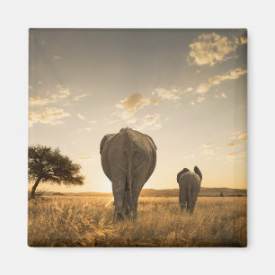 Niedliche Kleintiere Elephant Calf & Mother Magnet