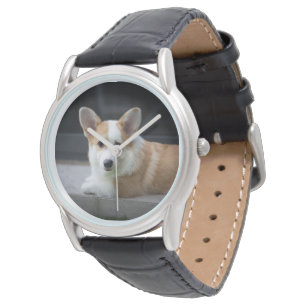 Niedliche Kleintiere   Entspannende Corgi Welpe Armbanduhr