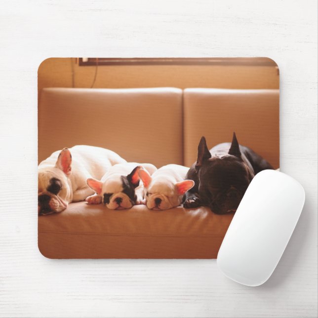 Niedliche Kleintiere | Französische Bulldog-Famili Mousepad (Mit Mouse)