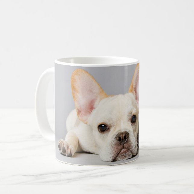 Niedliche Kleintiere | Französischer Bulldog flieg Kaffeetasse (Vorderseite Links)
