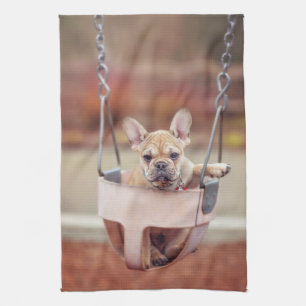 Niedliche Kleintiere   Französischer Bulldog-Playg Geschirrtuch