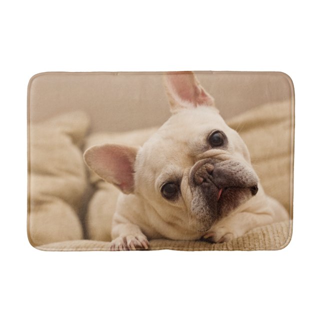Niedliche Kleintiere | French Bulldog Head Tilt Badematte (Vorderseite)