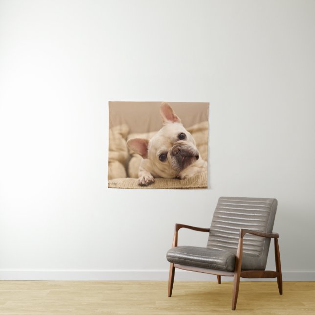 Niedliche Kleintiere | French Bulldog Head Tilt Wandteppich (Beispiel (Horizontal))