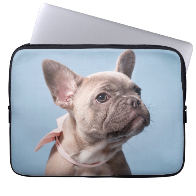 Niedliche Kleintiere | French Bulldog Pink Bow Laptopschutzhülle (Vorderseite)